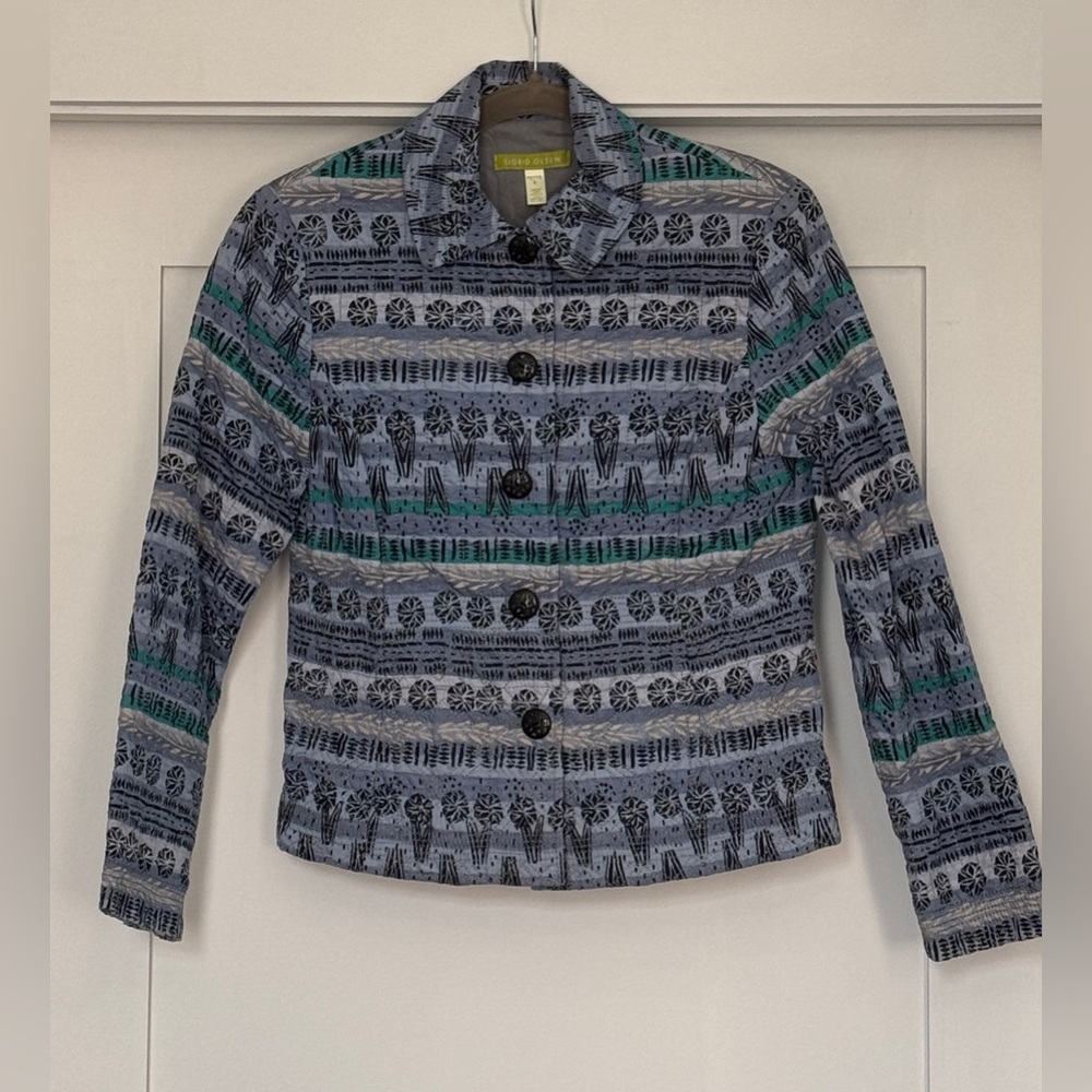 Sigrid Olsen Patterned Blue Jacket